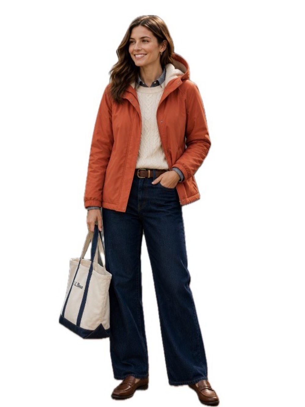 G.H. Bass & Co., Women’s Hooded Lined Jacket Orange Coral Fall Coat, Size XL
